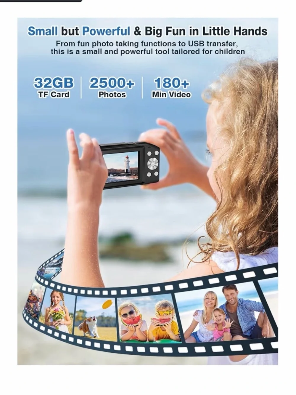 1080p Digital Camera 44MP Point And Shoot With 32GB SD Card 16x Zoom, Compact